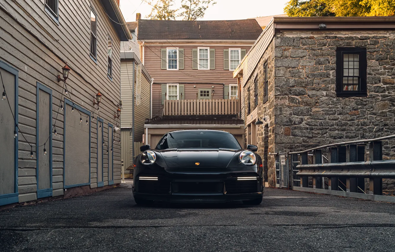 Photo wallpaper Black, Daytime Running Lights, 992 Turbo S