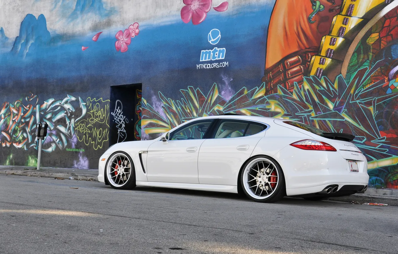 Photo wallpaper graffiti, the sidewalk, porsche panamera