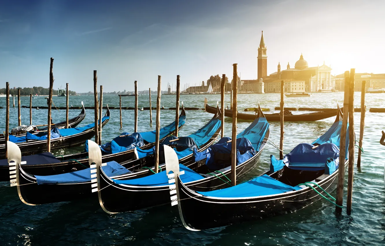 Photo wallpaper sea, boat, island, Marina, Italy, Venice, Italy, gondola