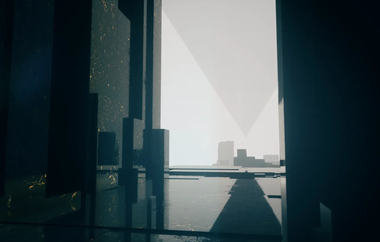 Photo wallpaper reflection, marble, control, triangle, marble, Remedy, RTX, Control