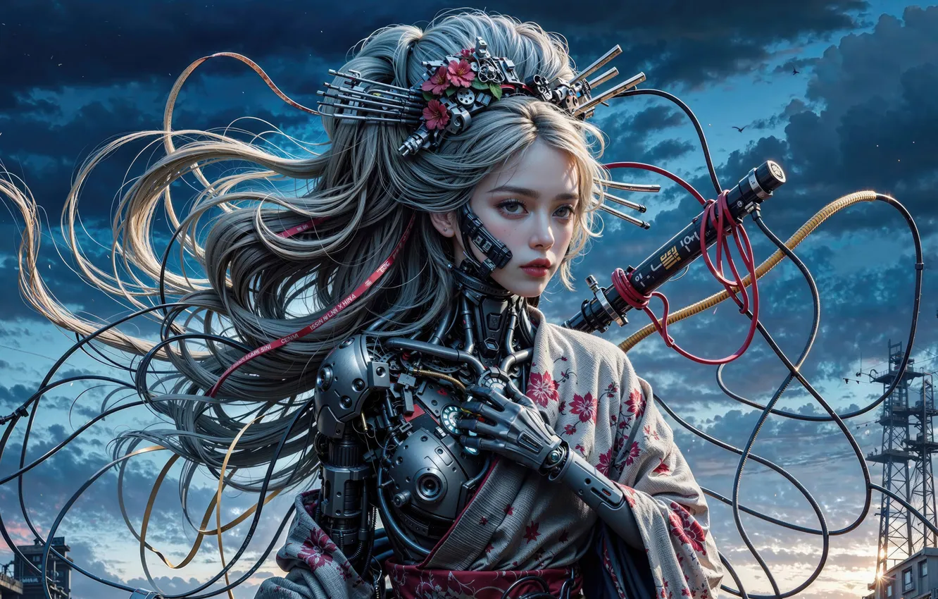 Photo wallpaper girl, cyborg, scifi