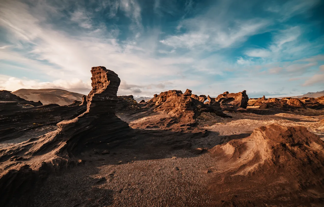 Photo wallpaper rocks, Iceland, dry
