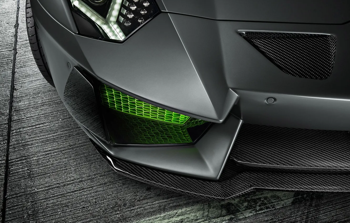 Photo wallpaper Lamborghini, Green, Front, LP700-4, Aventador, 2014, Limited, HAMANN