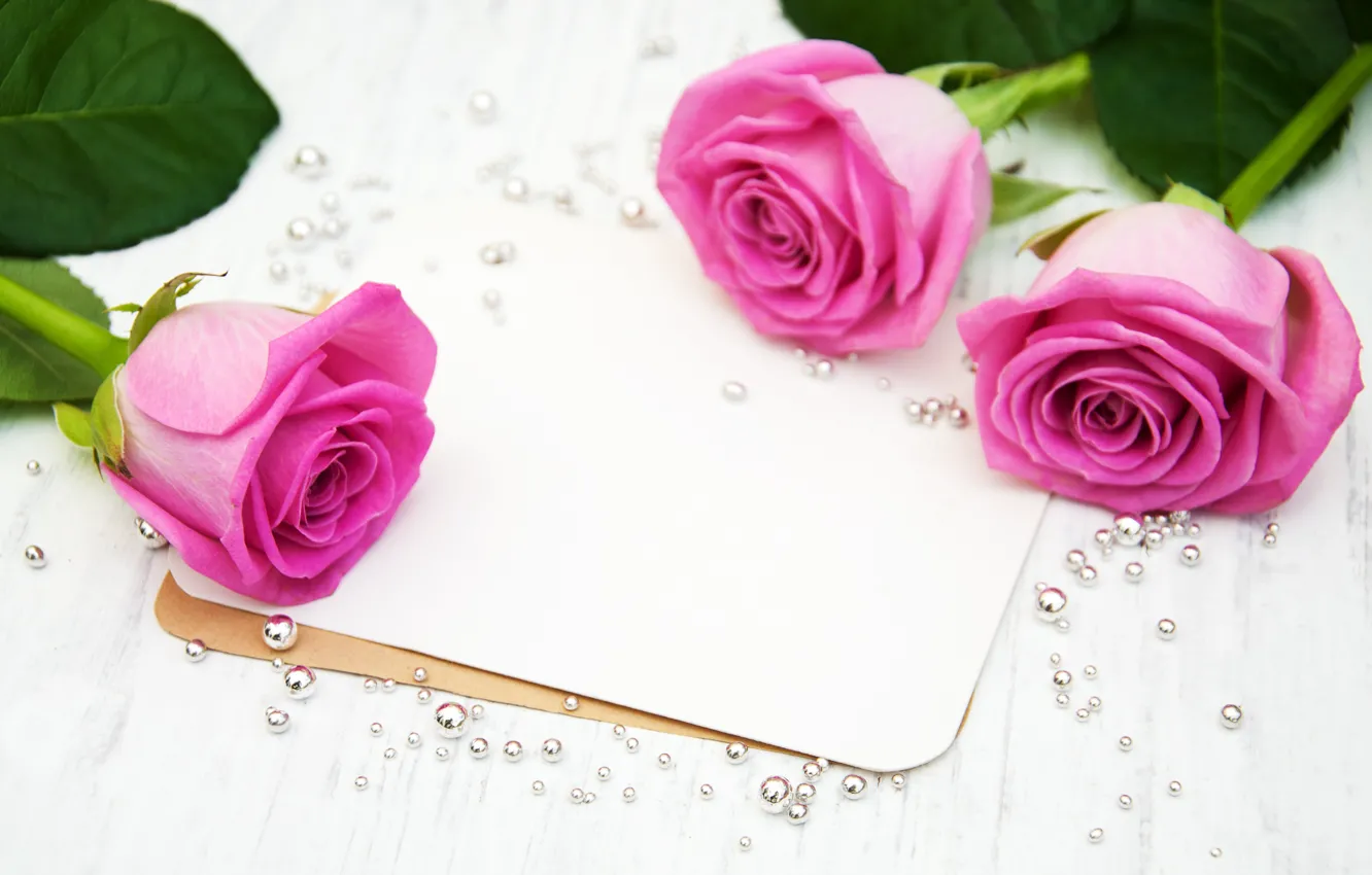 Photo wallpaper roses, the envelope, beads, Olena Rudo