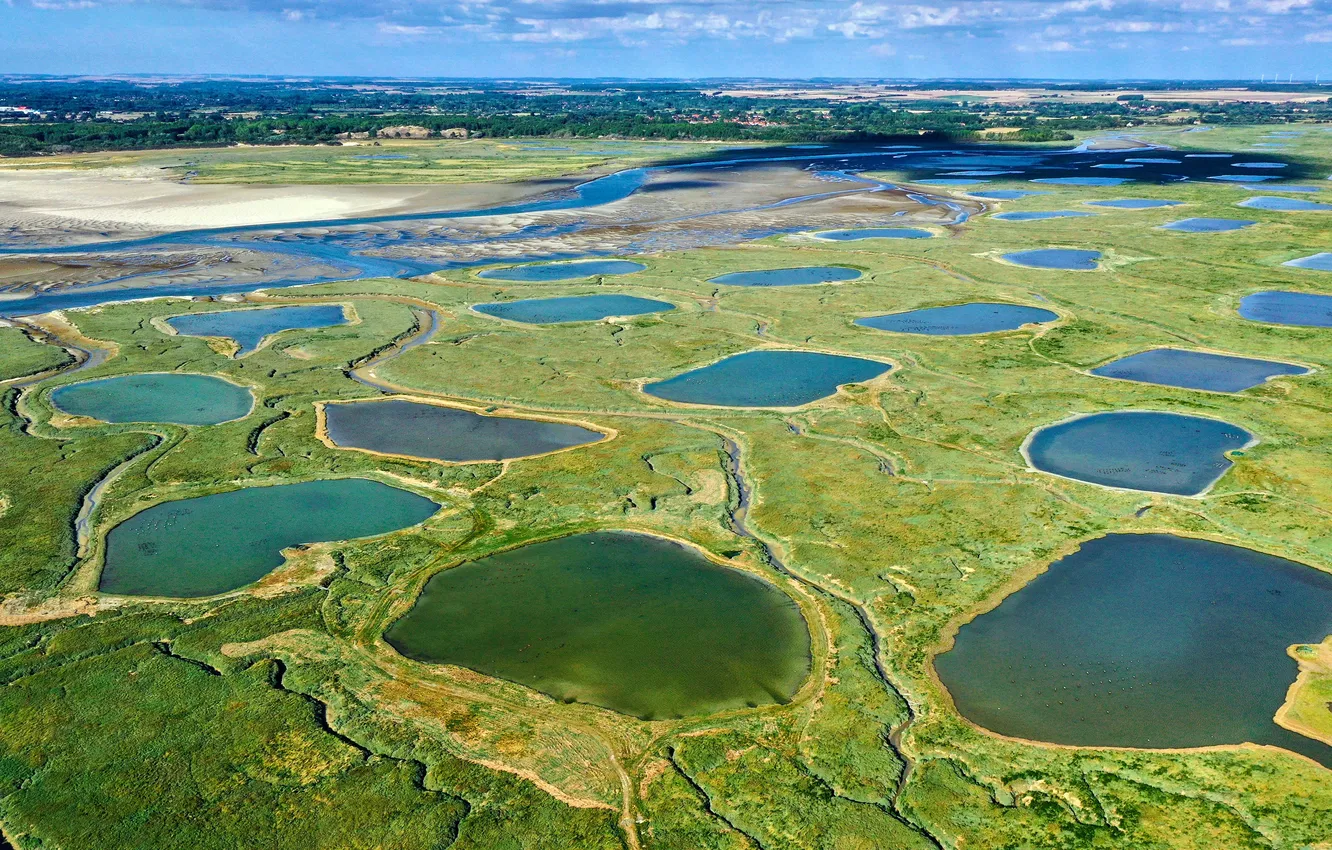 Photo wallpaper horizon, aerial view, aerial view, the Bay of Authie Somme, Hauts de France, Gulf of …