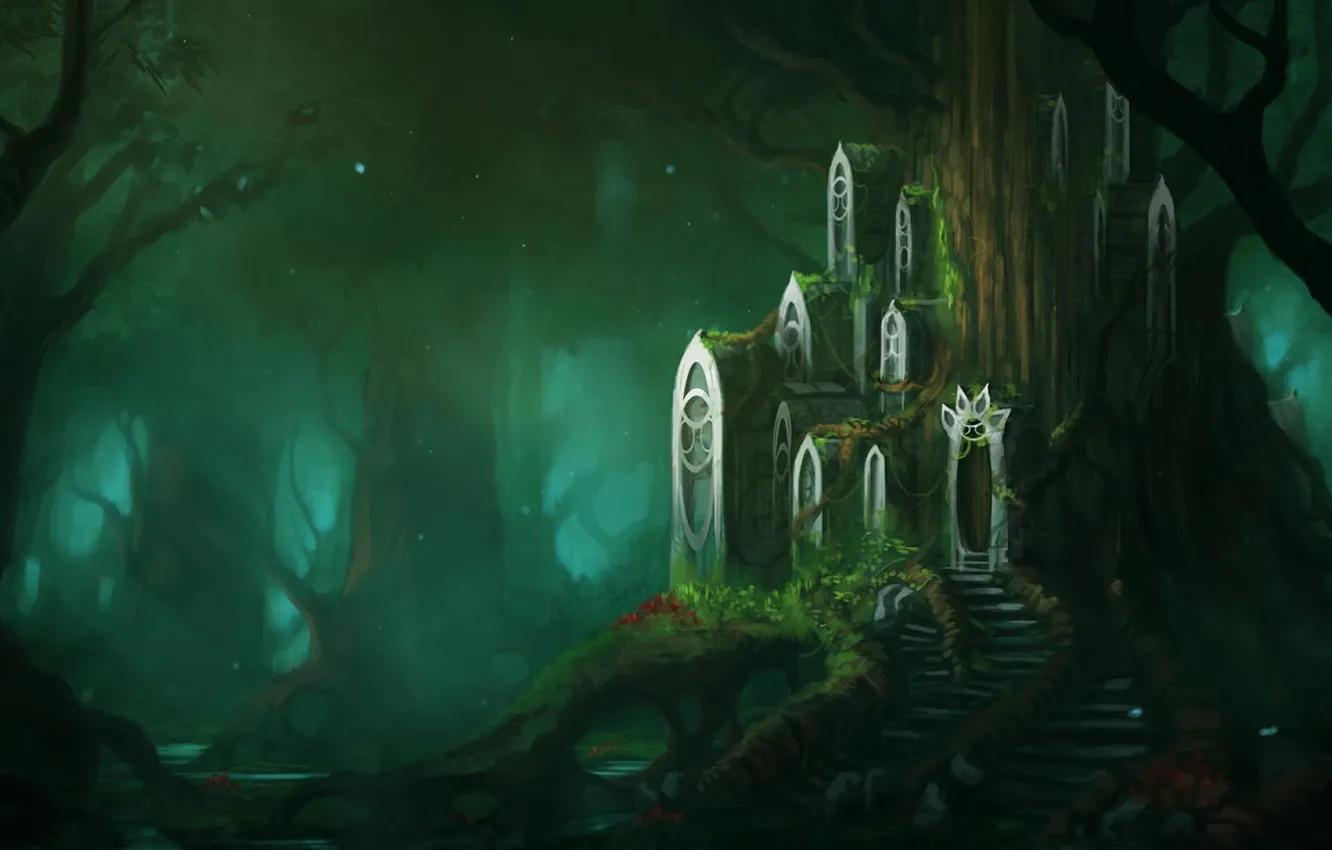 Photo wallpaper forest, trees, art, blinck