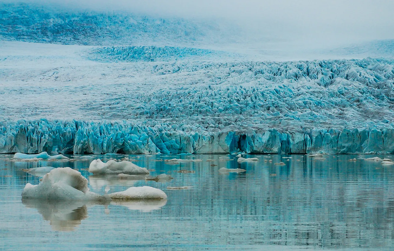 Photo wallpaper ice, sea, slope, glacier