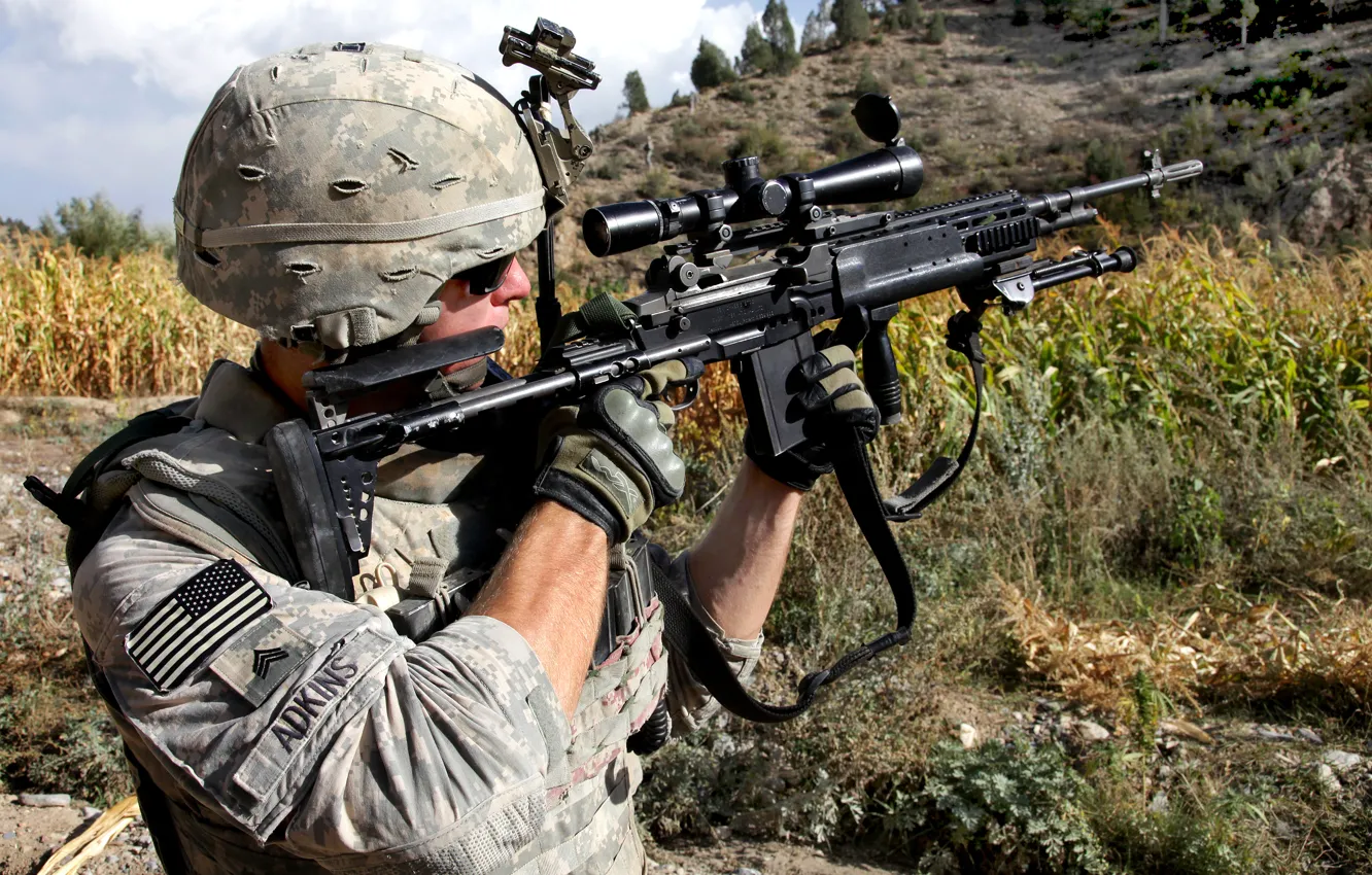 Photo wallpaper aiming, American soldiers