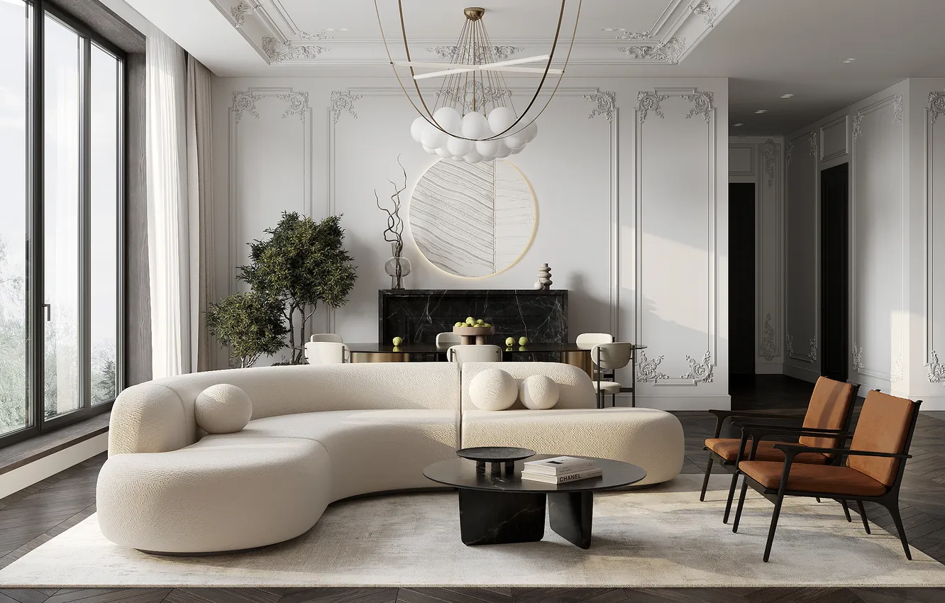 Photo wallpaper design, style, interior, chair, sofa, living room, dining room