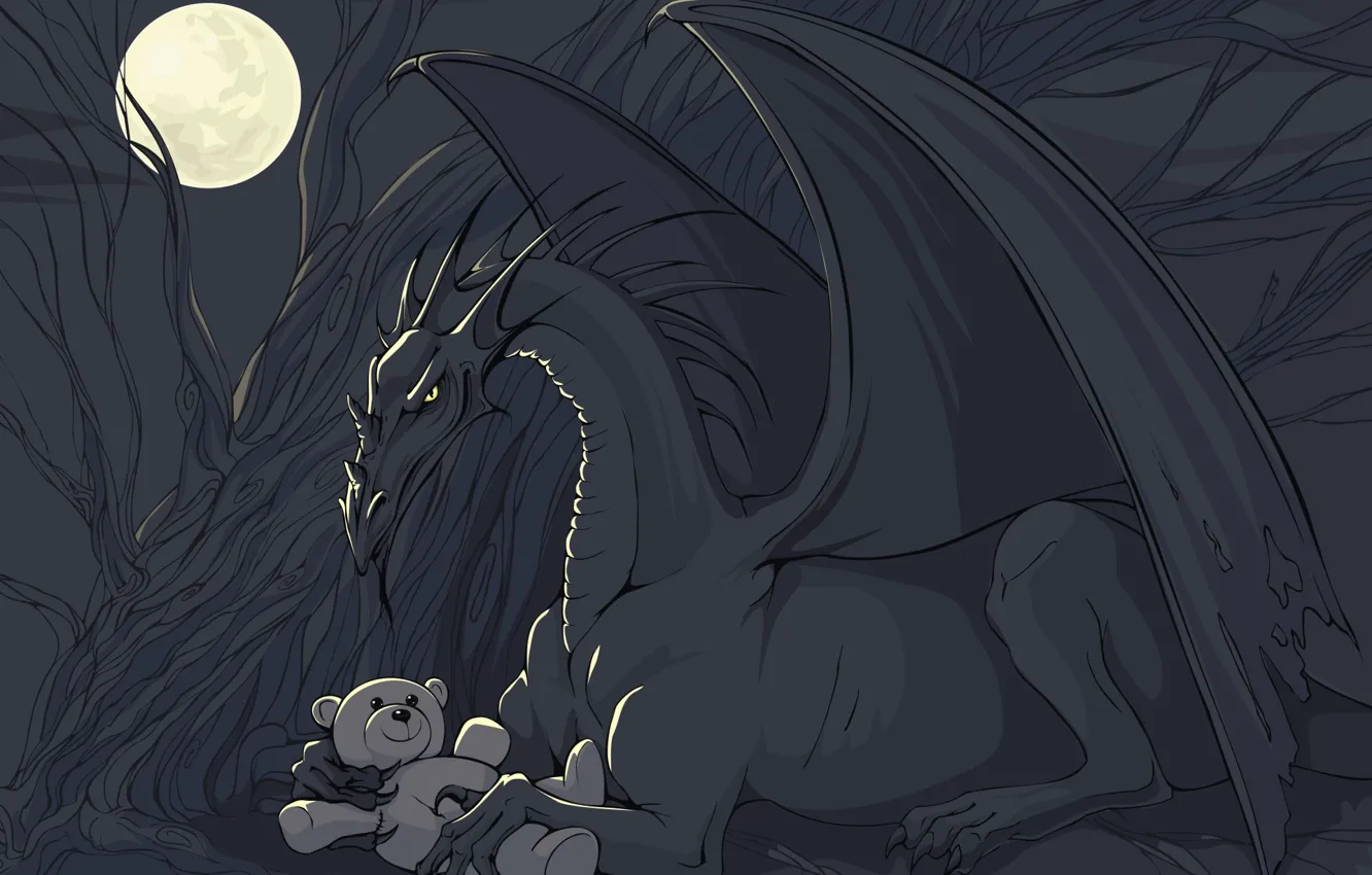 Photo wallpaper dragon, toy, vector, bear