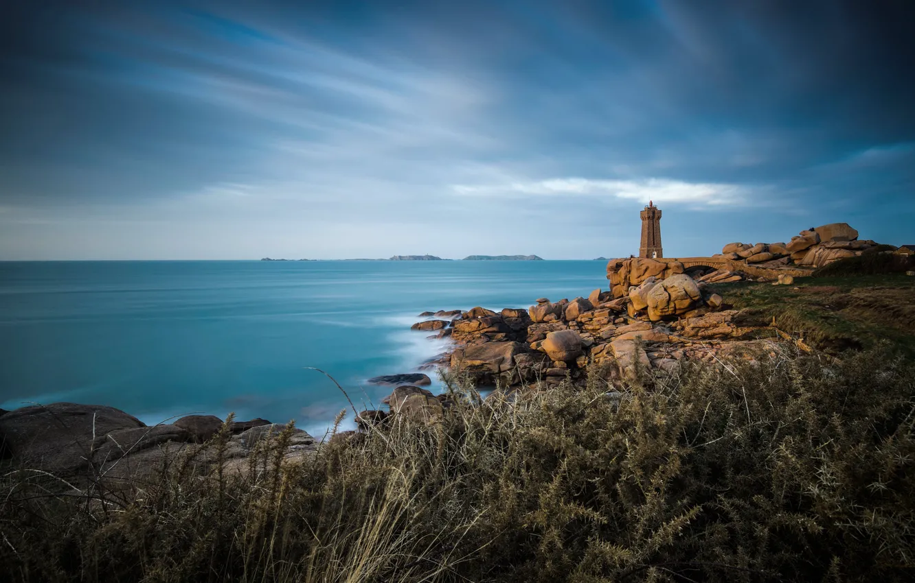 Photo wallpaper coast, France, lighthouse, Brittany, Brittany, Ploumanac'h