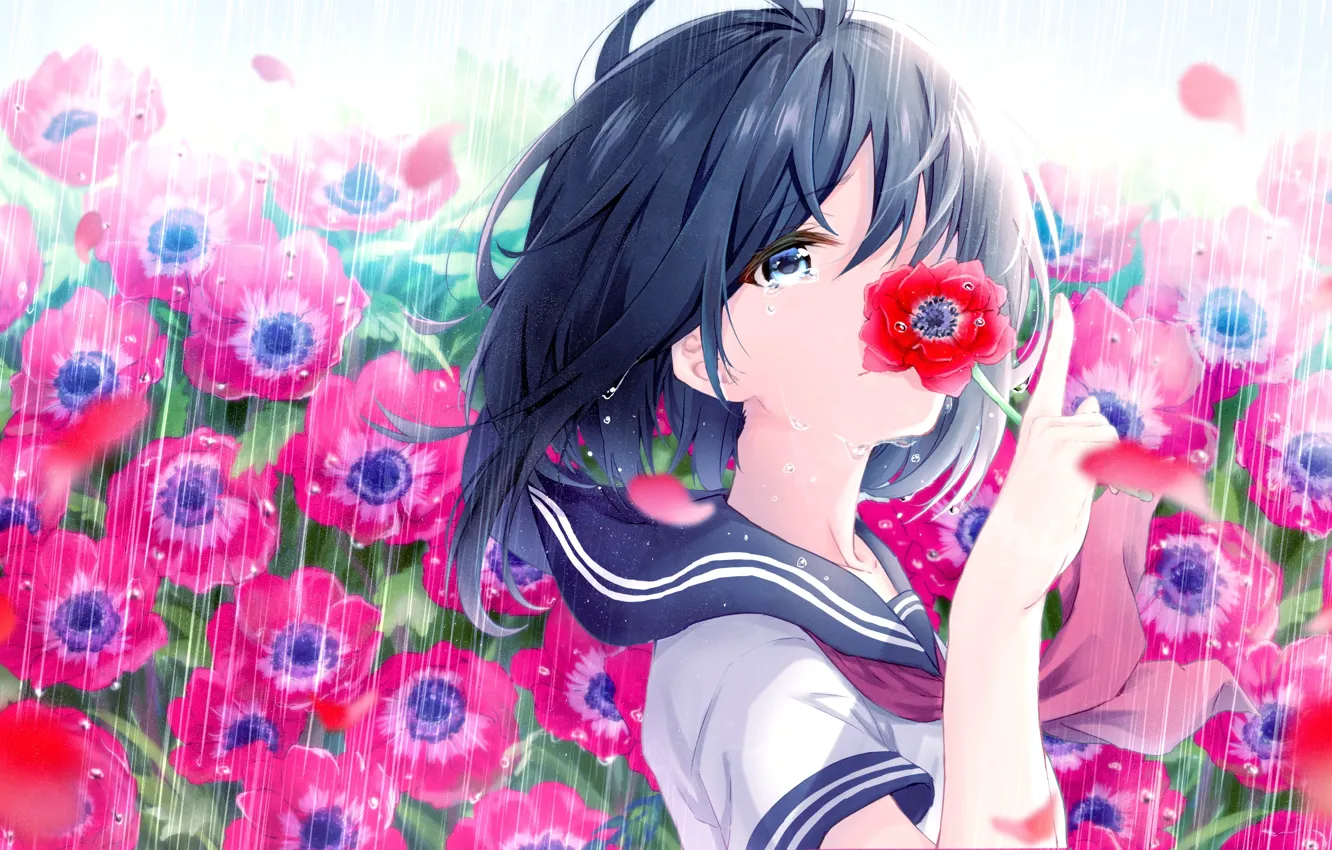Photo wallpaper Flowers, Maki, Girl, haru (re ilust)