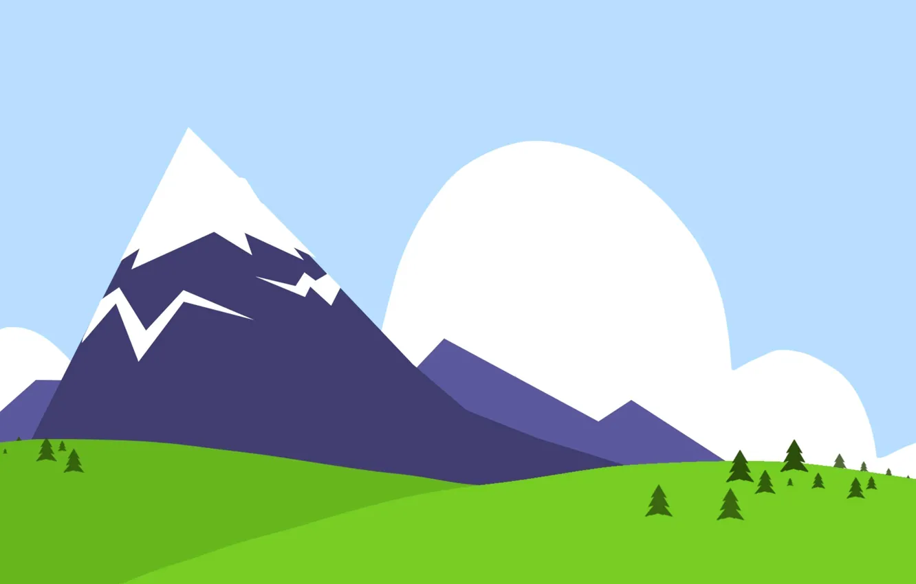 Photo wallpaper the sky, grass, clouds, trees, landscape, mountains, nature, hills