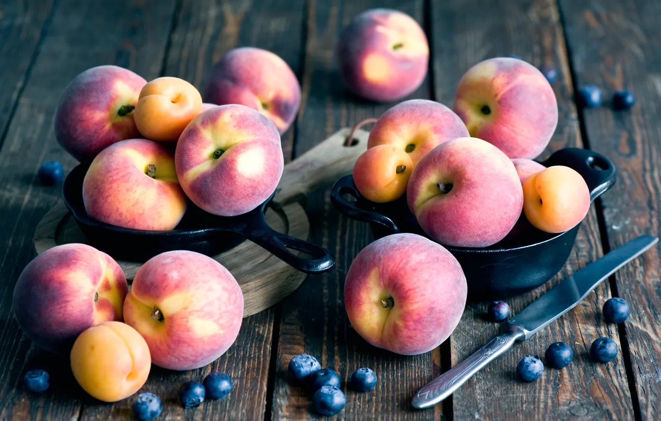 Photo wallpaper berries, blueberries, fruit, peaches, apricots