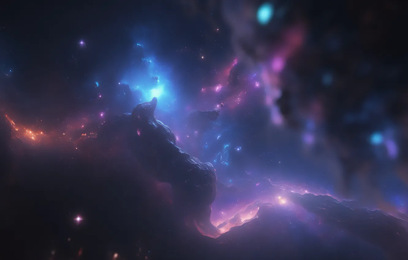 Photo wallpaper space, nebula, art, stars