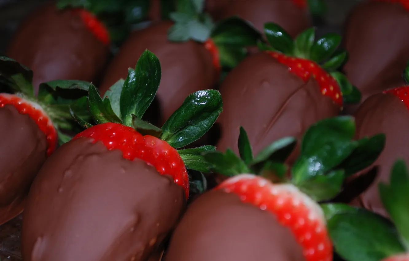 Photo wallpaper food, chocolate, strawberry, dessert, sweet