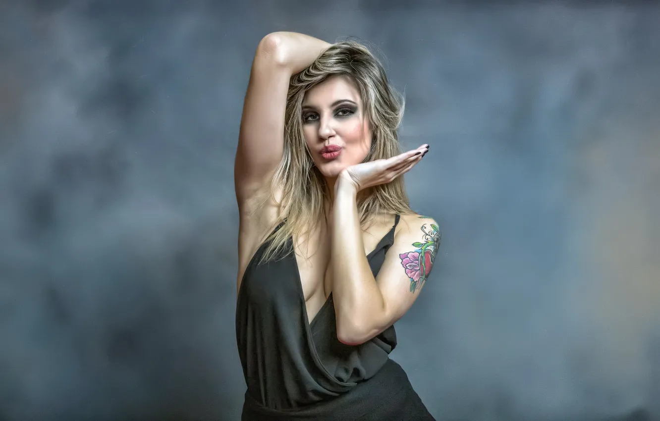 Photo wallpaper girl, portrait, tattoo