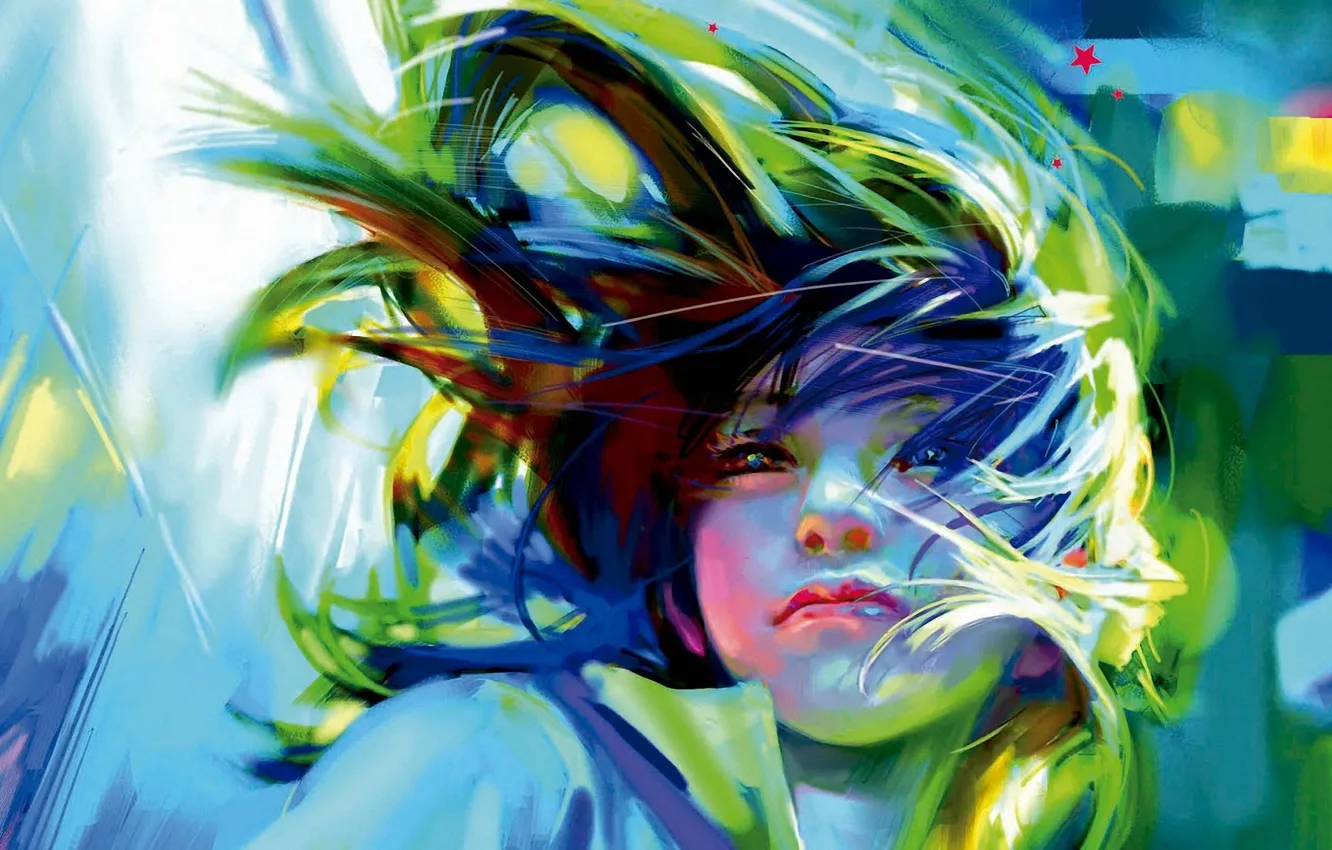 Wallpaper the wind, Girl, art for mobile and desktop, section живопись
