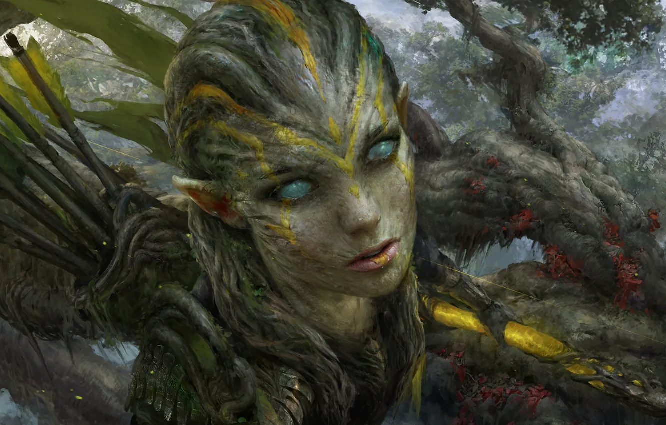 Photo wallpaper elf, arrows, hunter, blind eyes