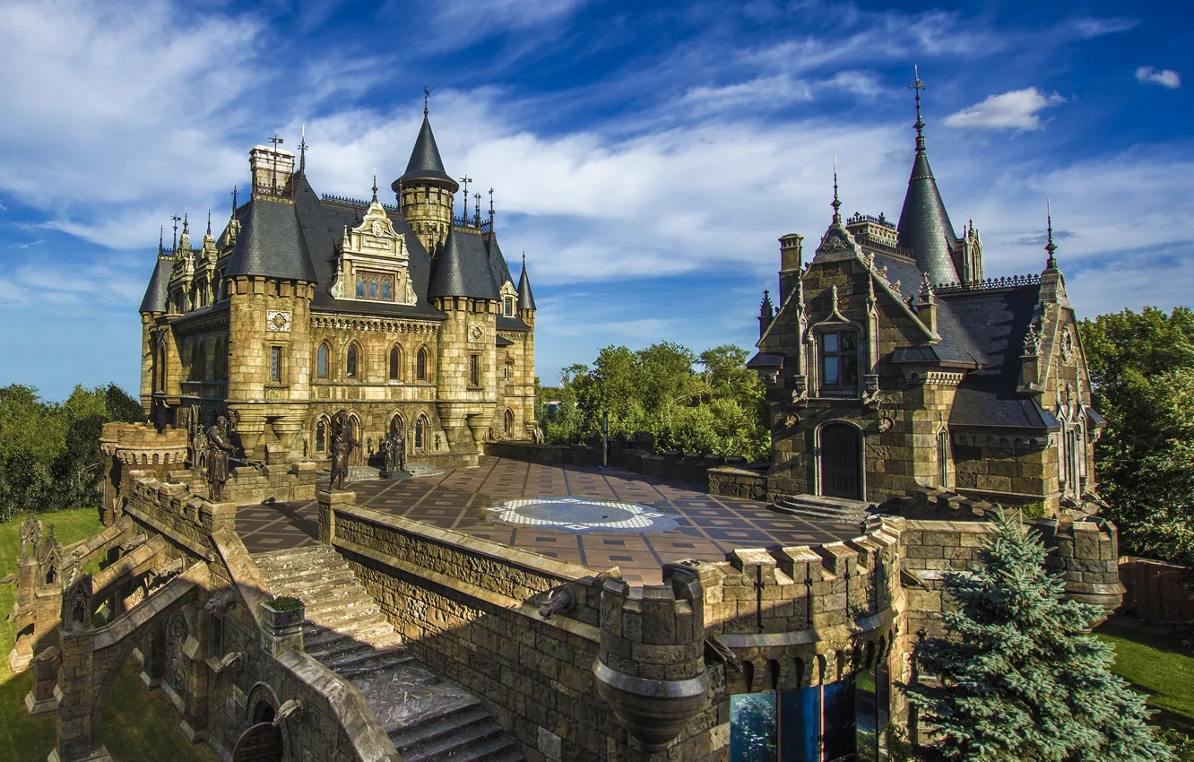 Photo wallpaper the sky, the sun, castle, Russia, Garibaldi Castle