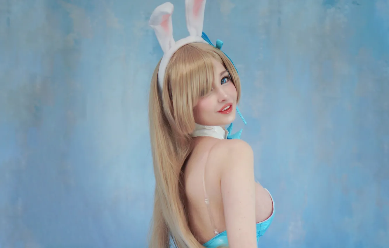 Photo wallpaper Bunny Girl, Blonde Hair, Sticky, blue eyes, leotard, Blue Archive, Hidori Rose, handsome