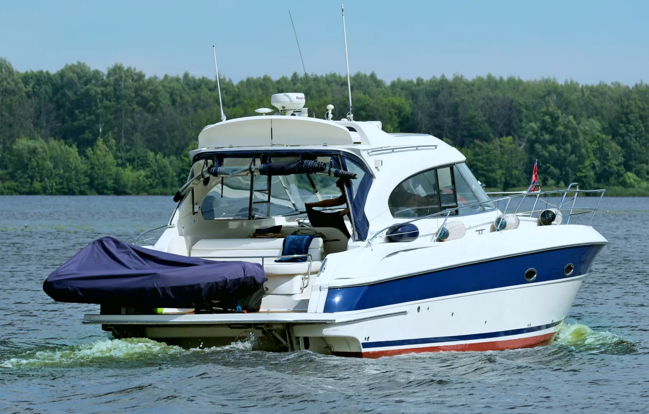Photo wallpaper river, stay, yacht