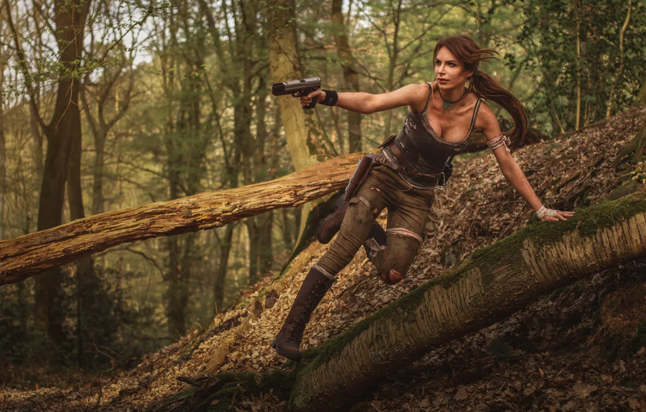 Photo wallpaper Tomb Raider, girls, games, cosplay, Lara Croft