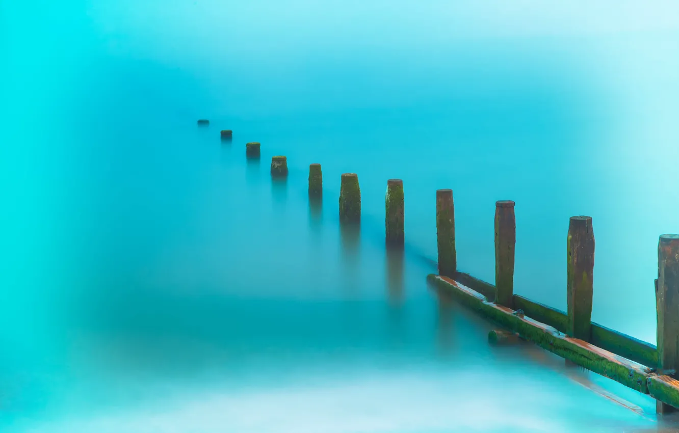 Photo wallpaper sea, shore, columns