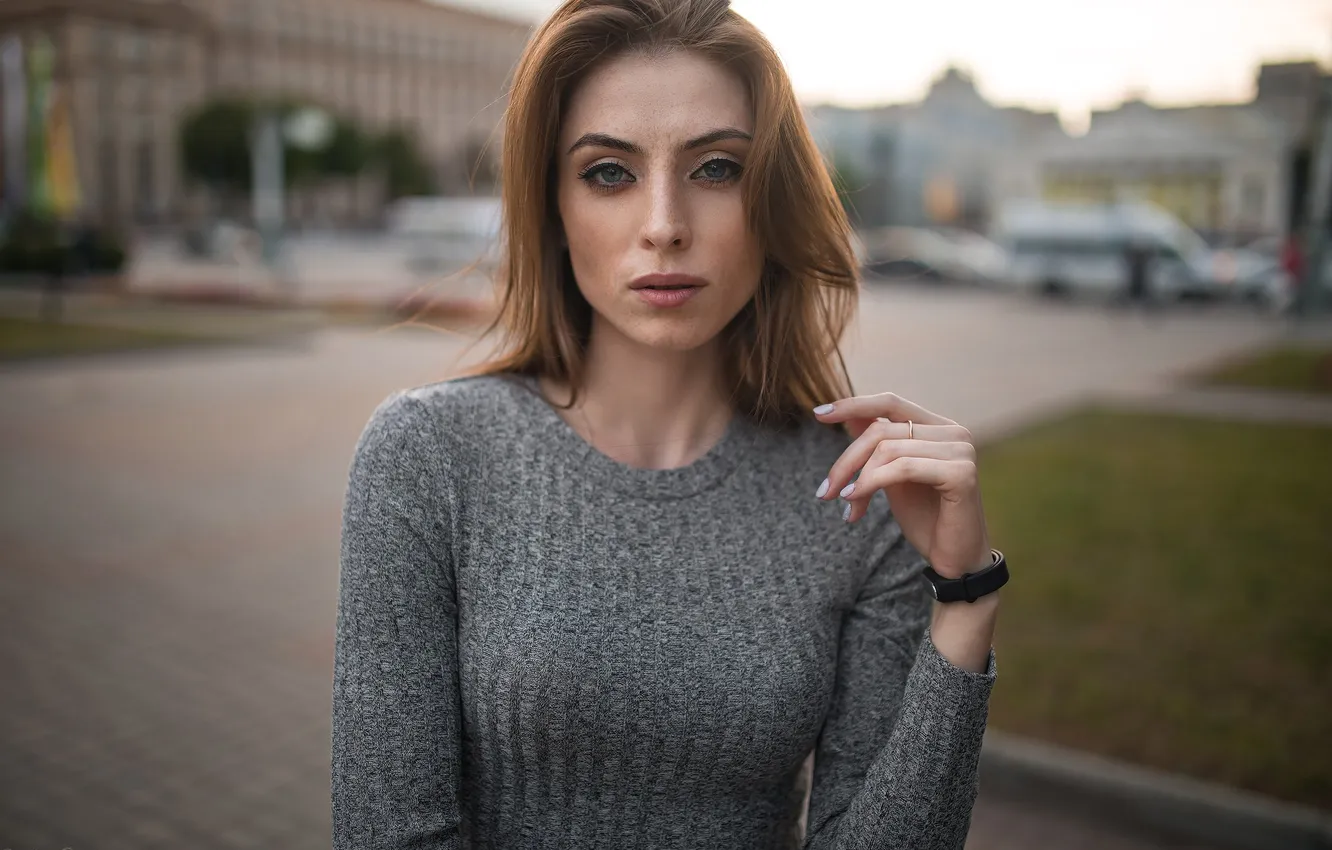 Photo wallpaper look, landscape, hope, pose, model, portrait, hands, makeup