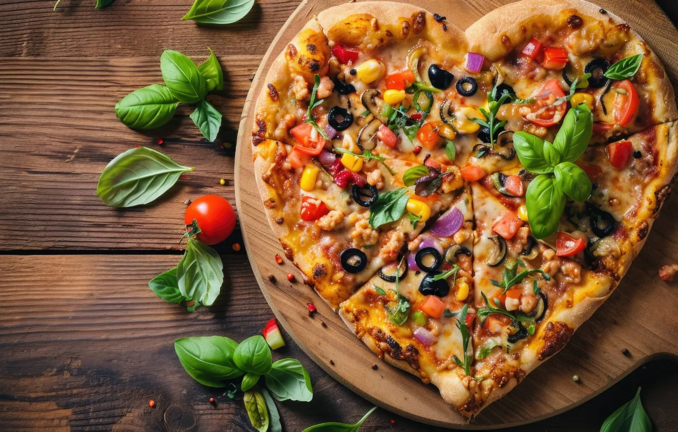 Photo wallpaper mood, heart, form, pizza
