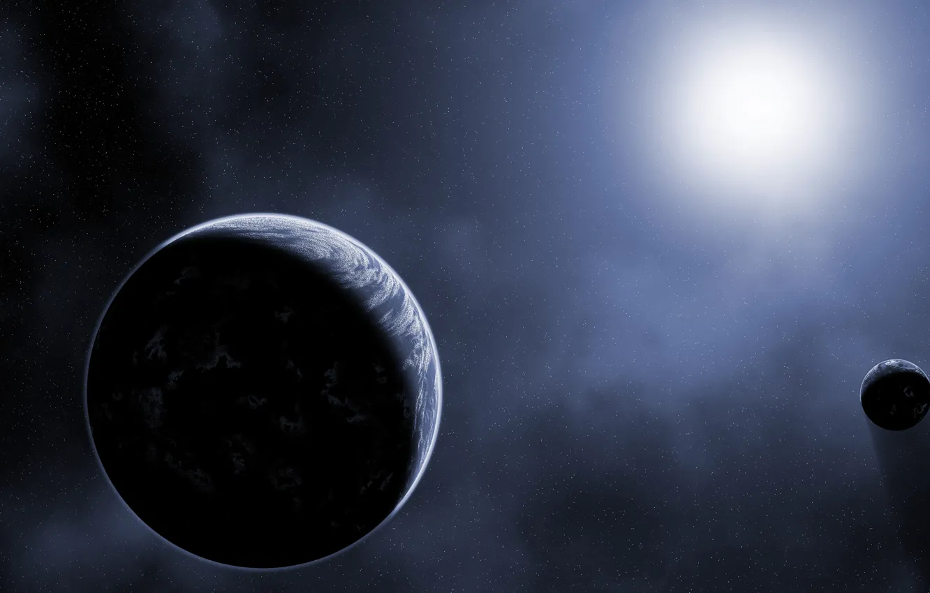 Photo wallpaper stars, planets, shadow, sci fi