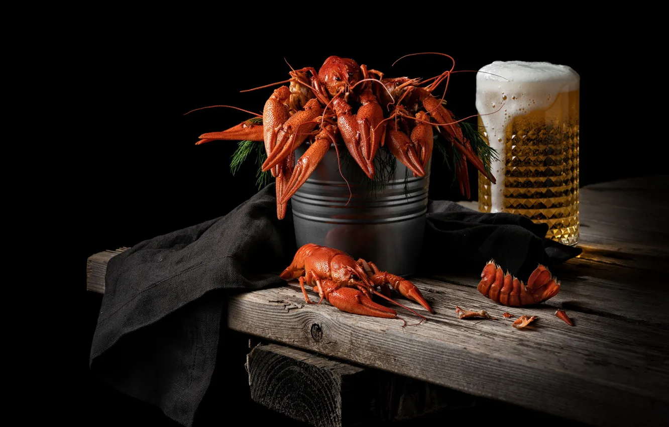 Photo wallpaper beer, cancers, crawfish with beer