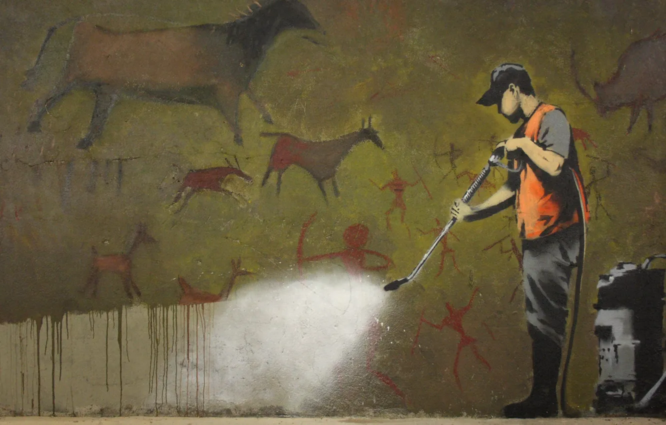 Photo wallpaper loss, figure, texture, cleaning, employee