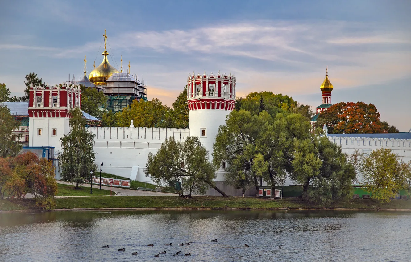 Photo wallpaper landscape, river, Novodevichy convent, Vyacheslav Biryukov