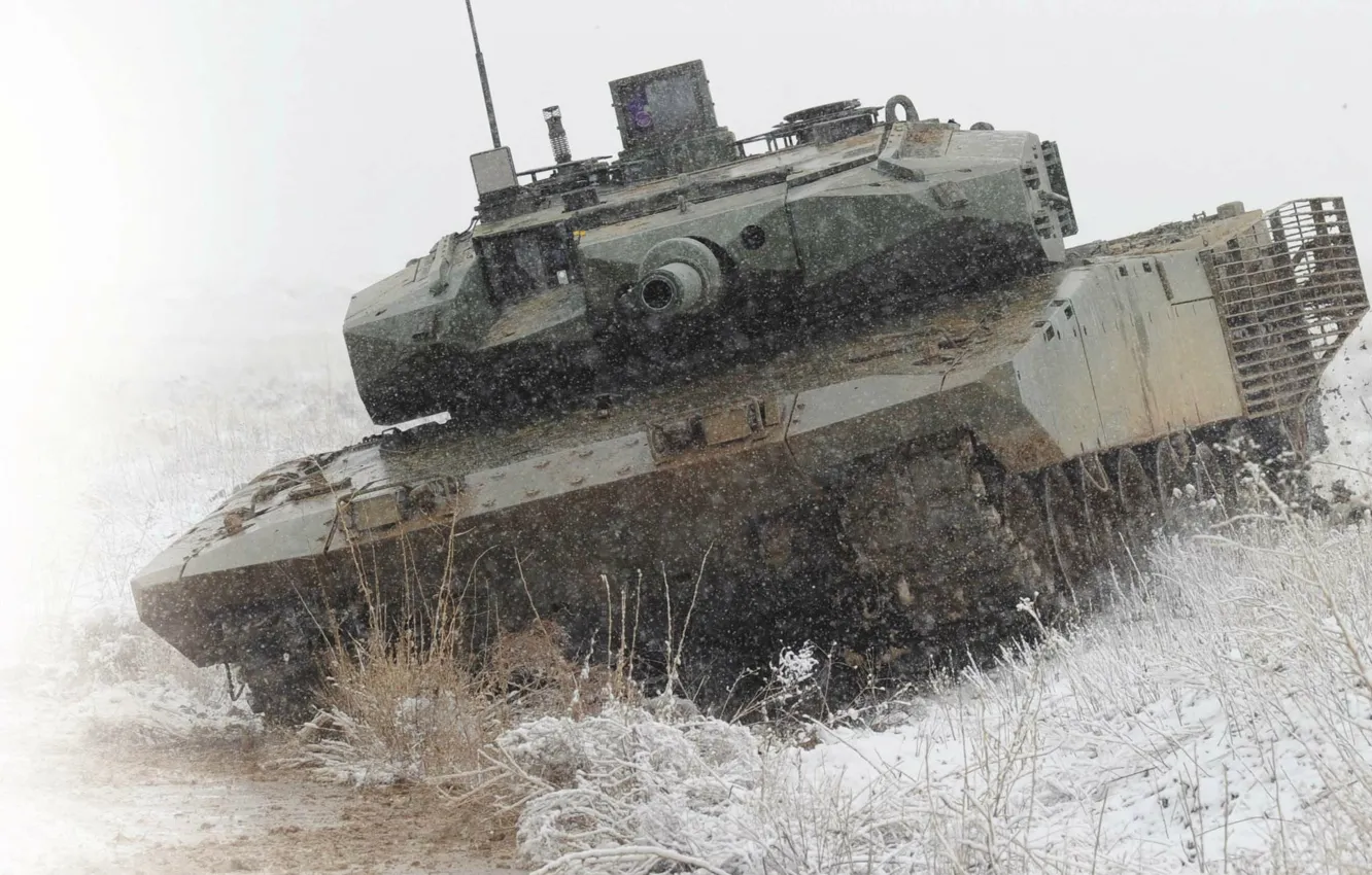 Photo wallpaper water, snow, tank, combat, promising, main, Altay, Turkish
