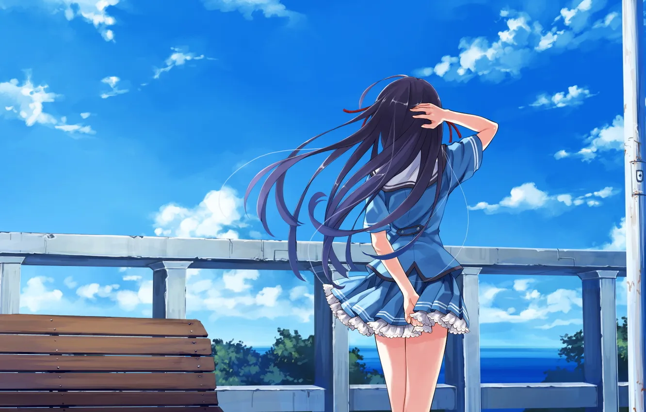 Photo wallpaper the sky, girl, Marina, schoolgirl