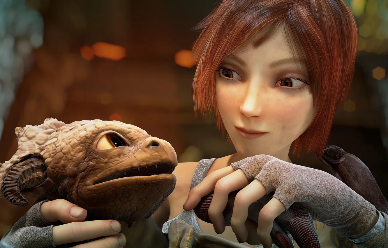 Photo wallpaper girl, cartoon, cub, dragon, Sintel, Cheswick, Sintel, scales