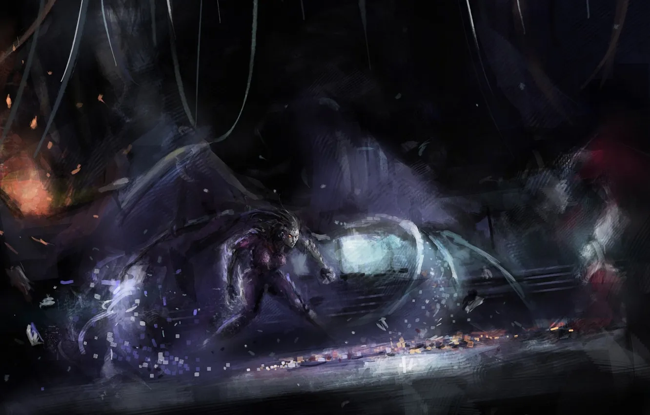 Photo wallpaper girl, anger, wings, starcraft 2, Kerrigan