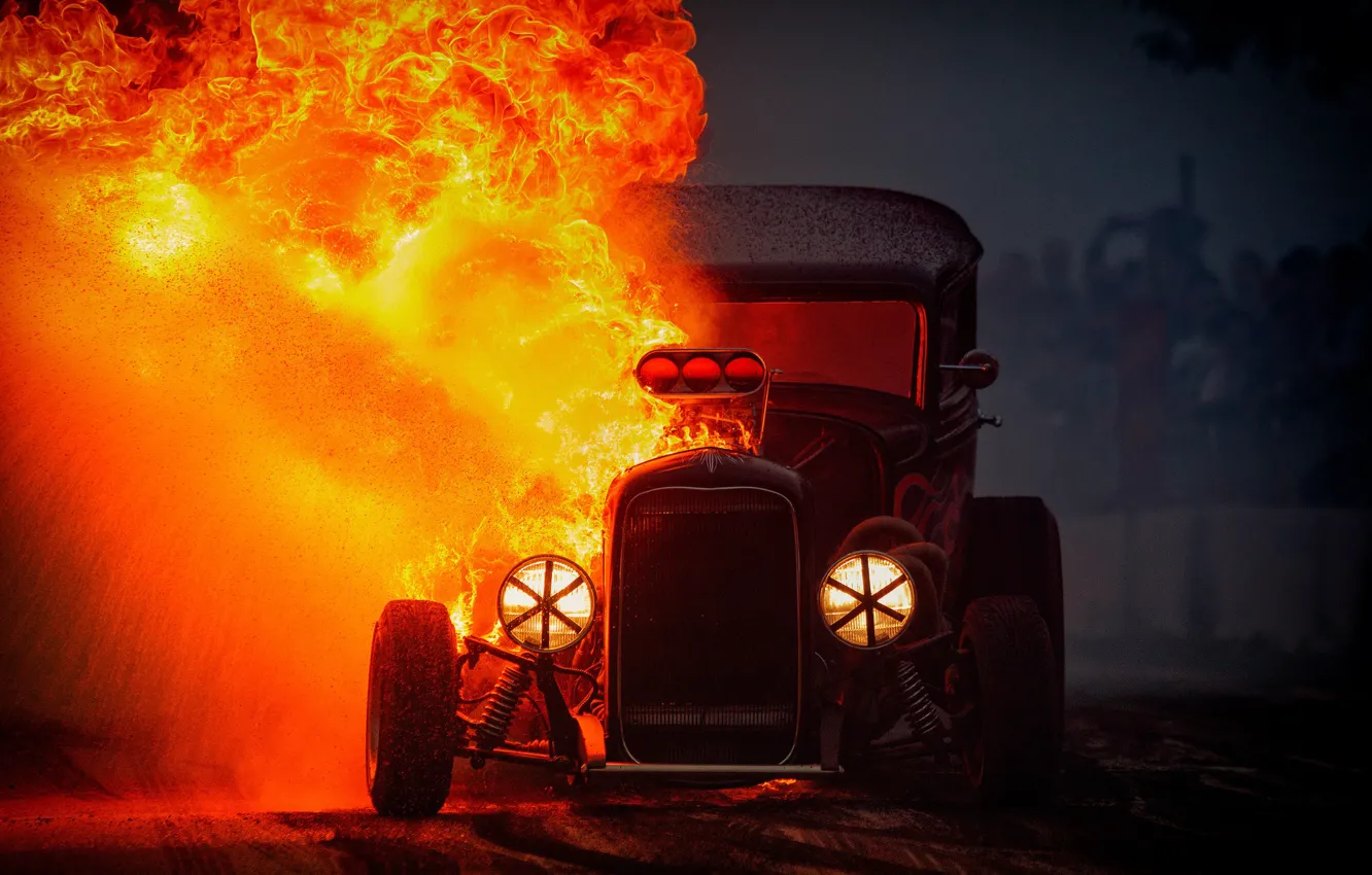 Photo wallpaper fire, flame, Hot Rod