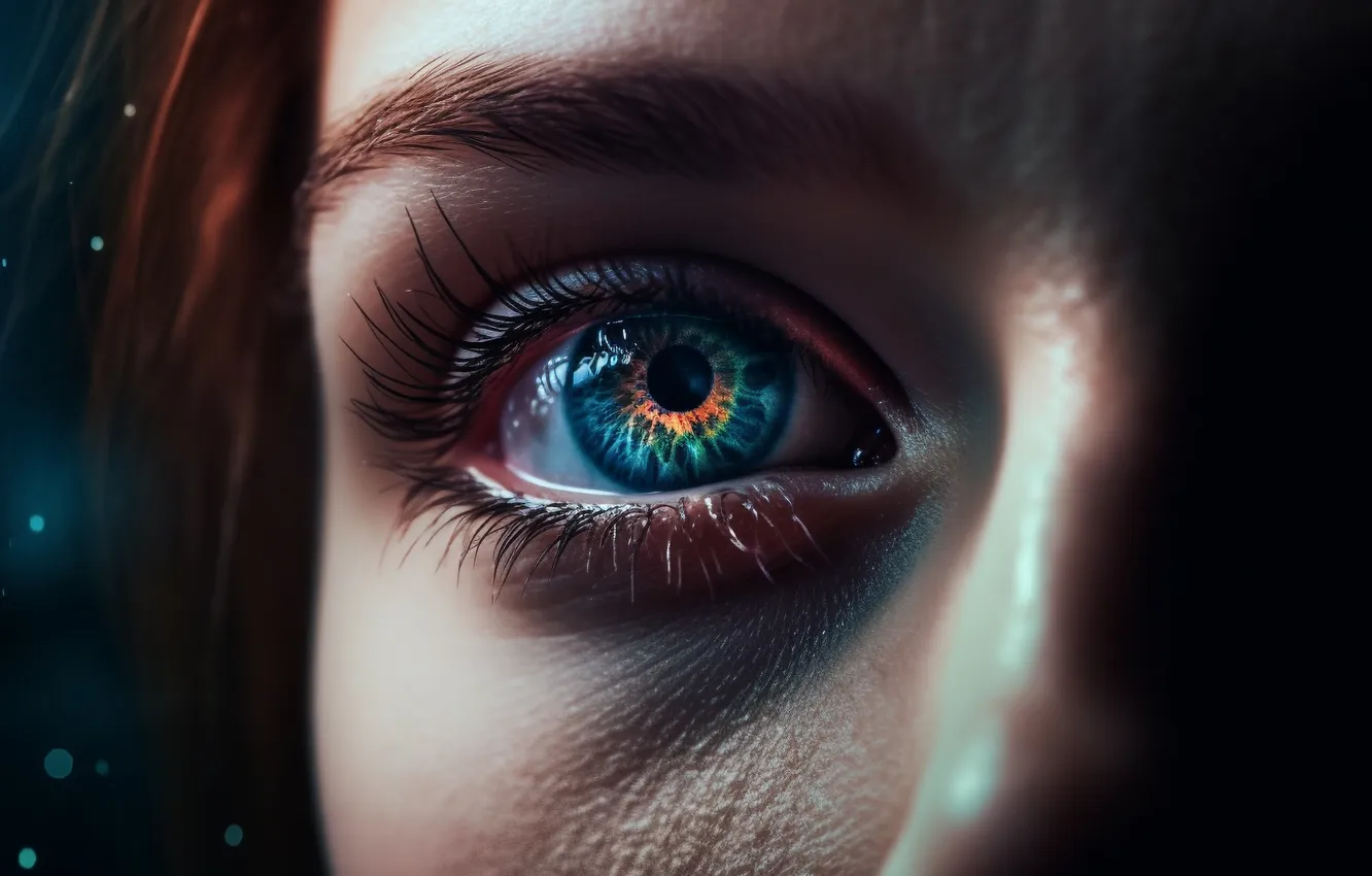 Photo wallpaper eyes, look, eyelashes, the pupil, eyebrows, closeup, digital art, iris