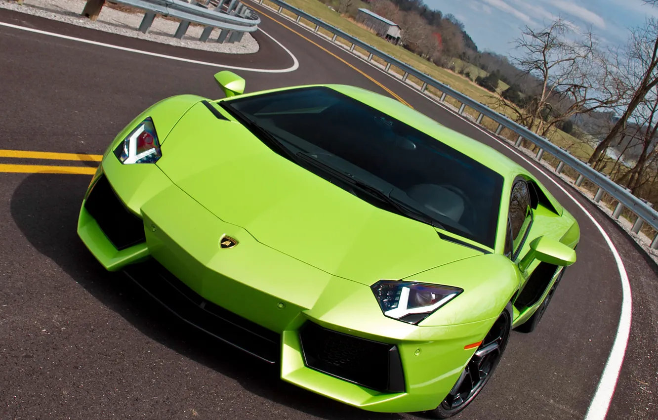 Photo wallpaper road, dream, turn, beauty, Lamborghini LP700-4 Aventador