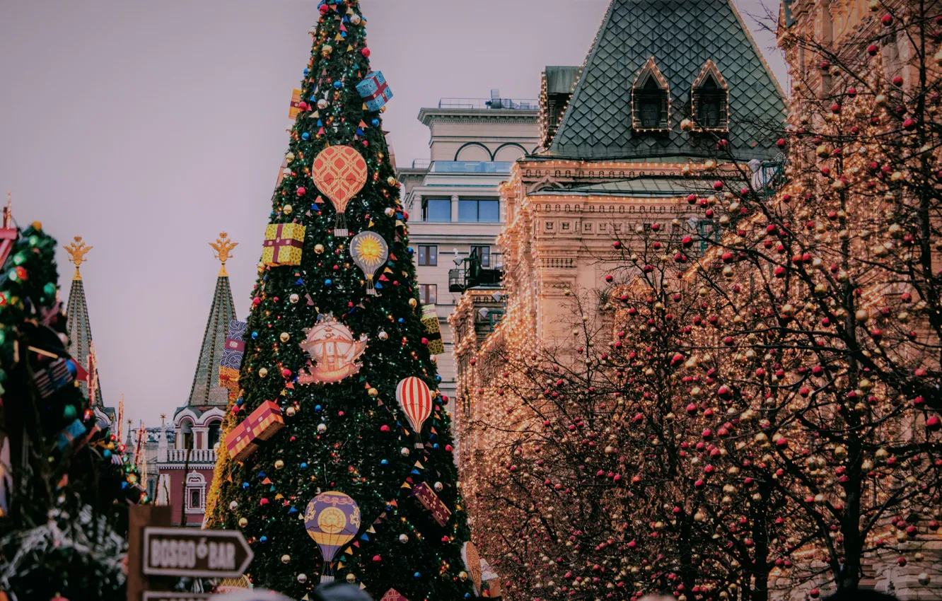 Photo wallpaper Russia, mood, Moscow, New Year, Red Square