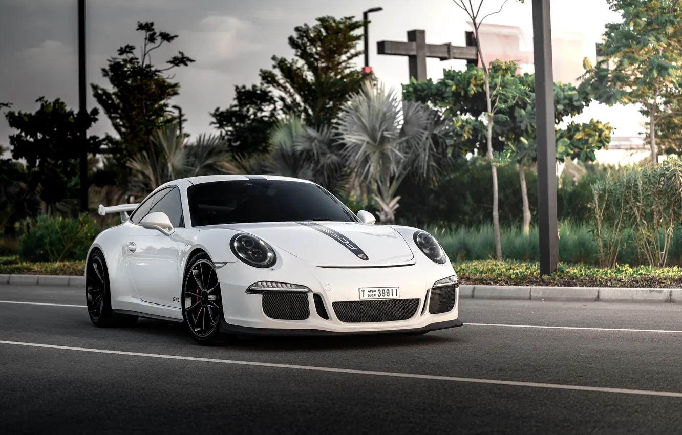 Photo wallpaper road, auto, white, 911, Porsche, GT3