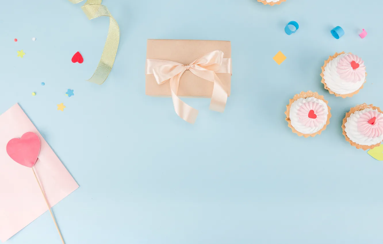 Photo wallpaper birthday, gift, Holiday, cupcakes
