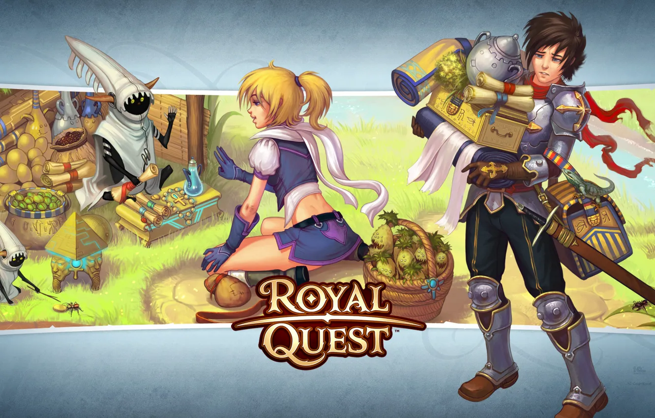 Photo wallpaper girl, guy, purchase, shopping, Royal Quest, Katauri Interactive