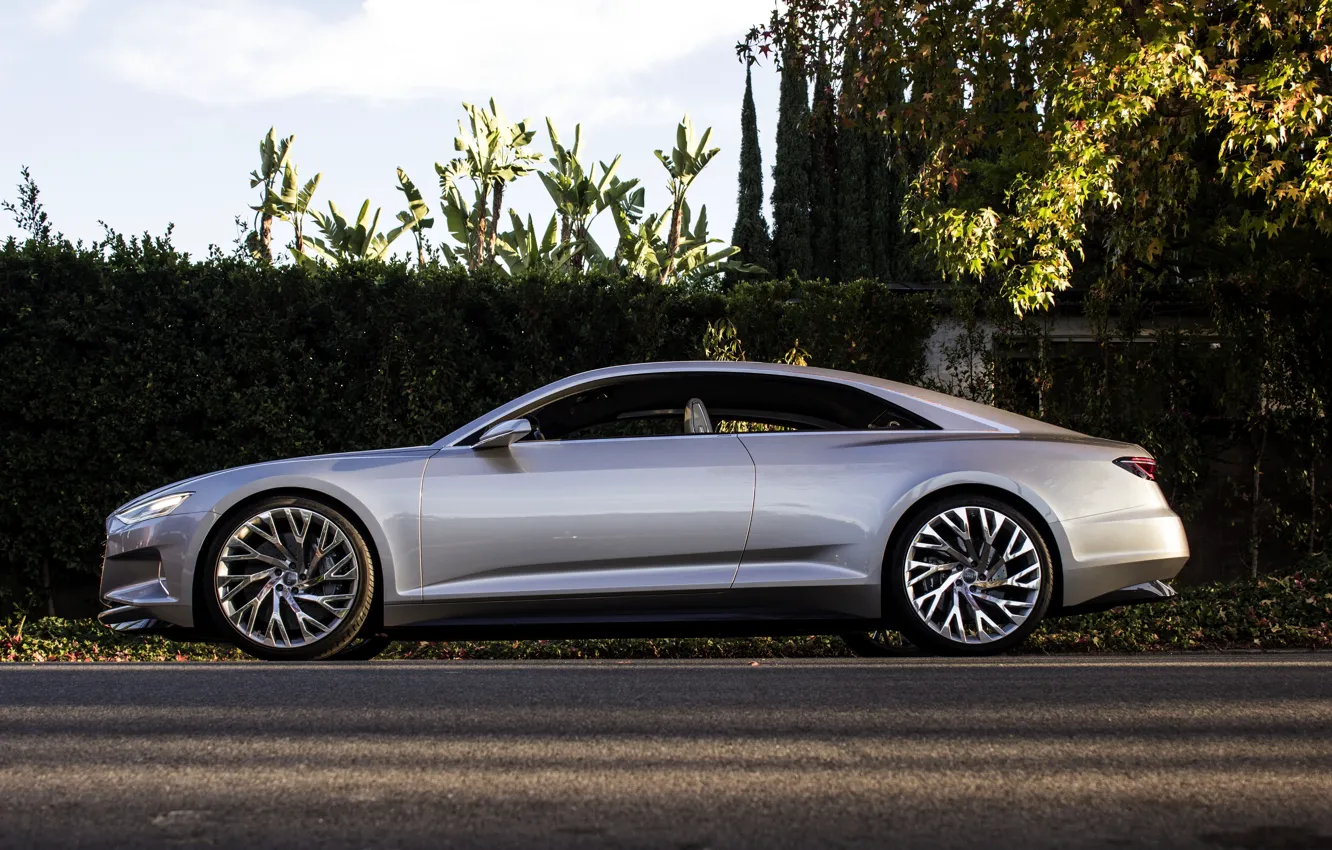 Photo wallpaper Concept, asphalt, Audi, street, coupe, side view, Coupe, fence