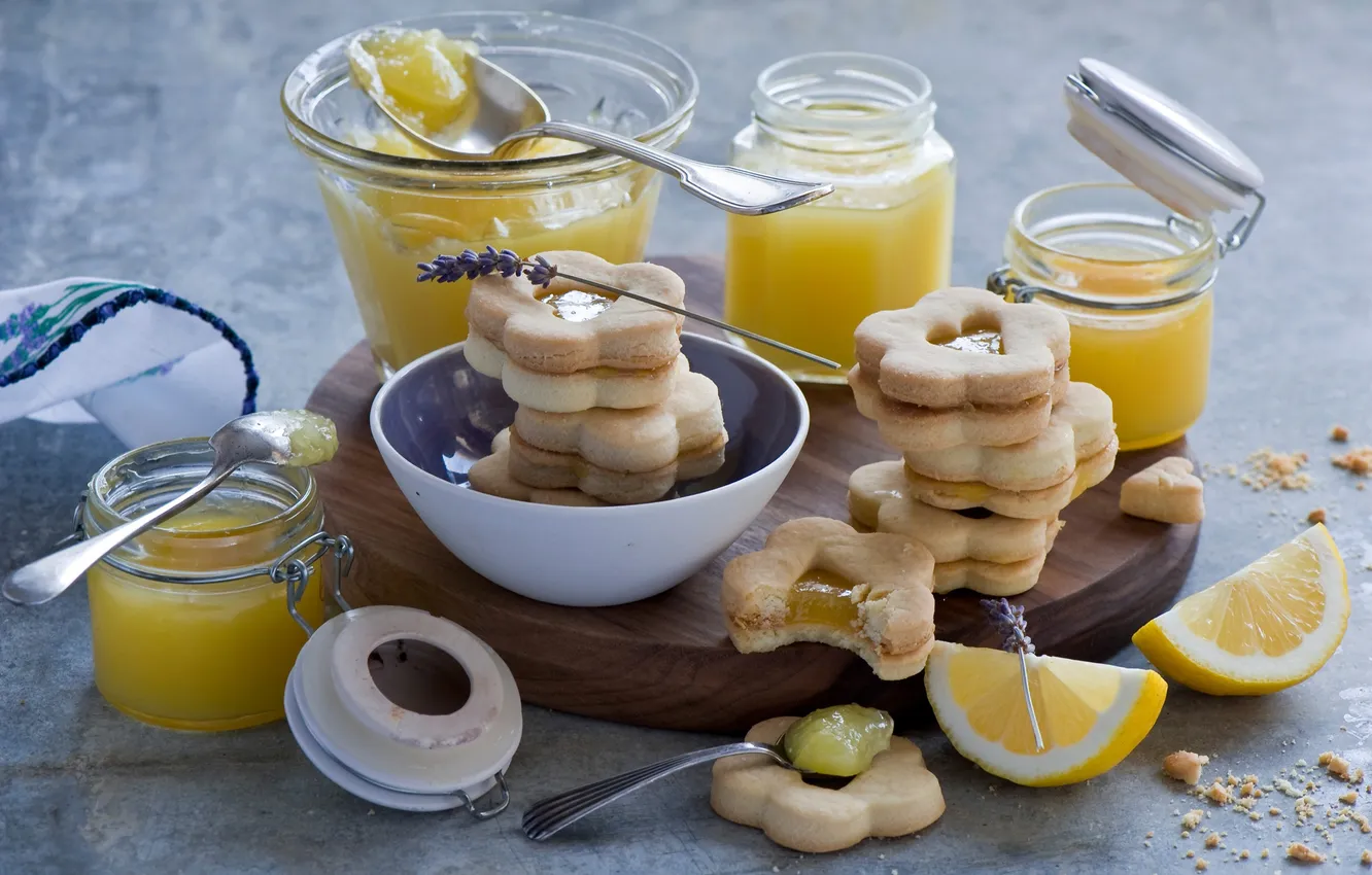 Photo wallpaper lemon, cookies, jam