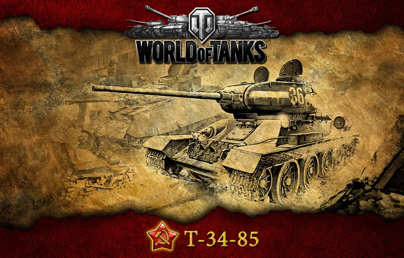 Photo wallpaper USSR, tanks, WoT, World of Tanks, T-34-85