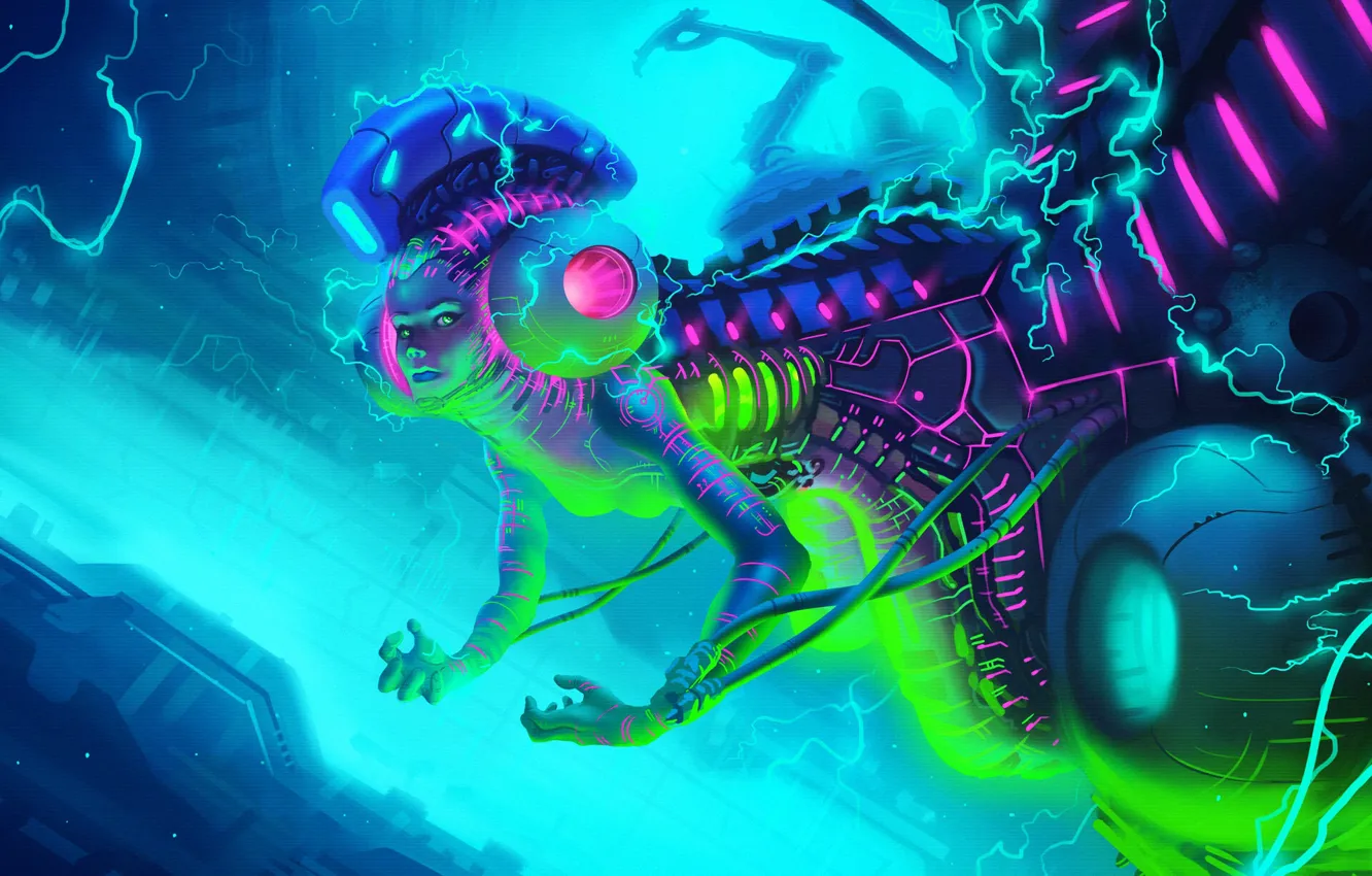 Photo wallpaper style, robot, technique, fantasy, style, science fiction, art, sci-fi