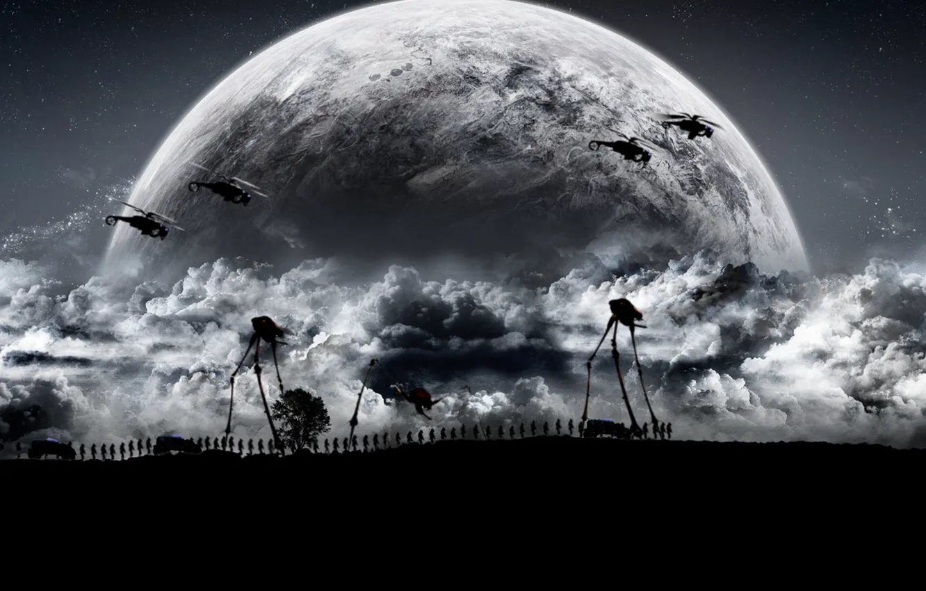 Photo wallpaper dark, moon, Half-Life, army, Troops